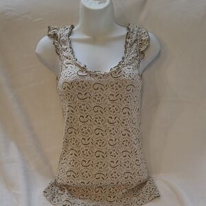 Elegant Lace Beige and Olive Green Top